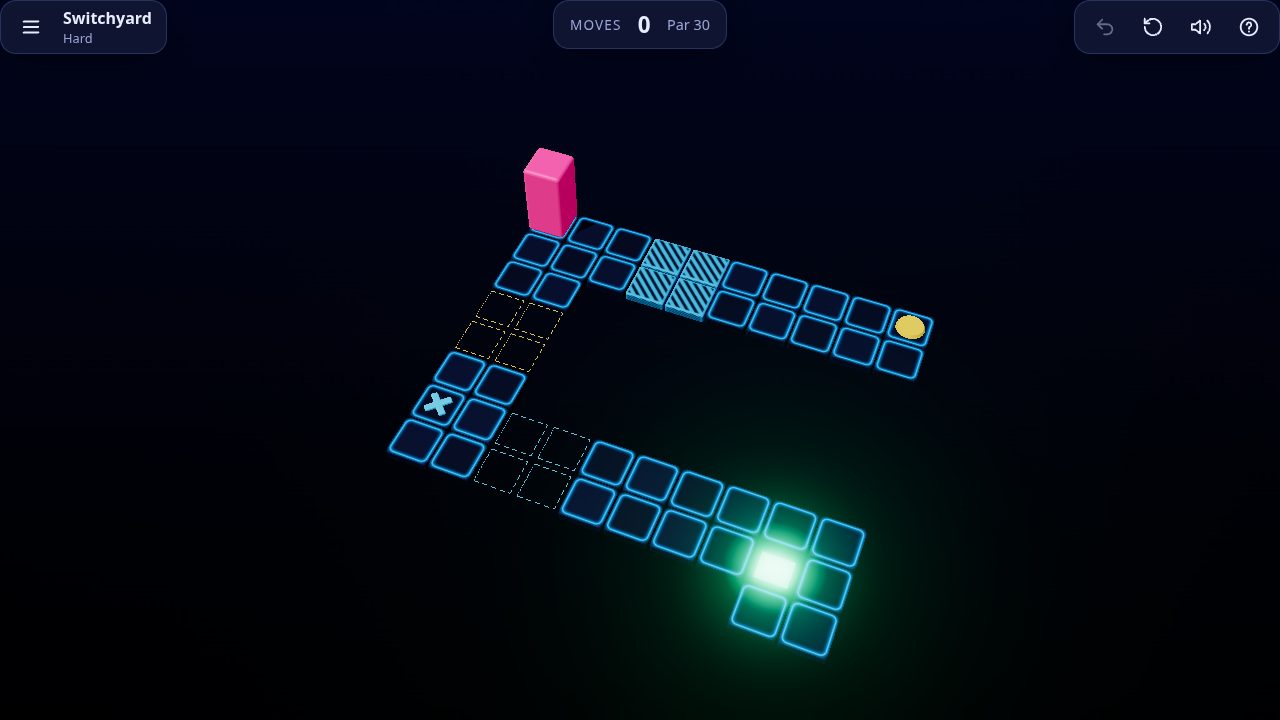 Switches, bridges and the glowing goal in the neon theme